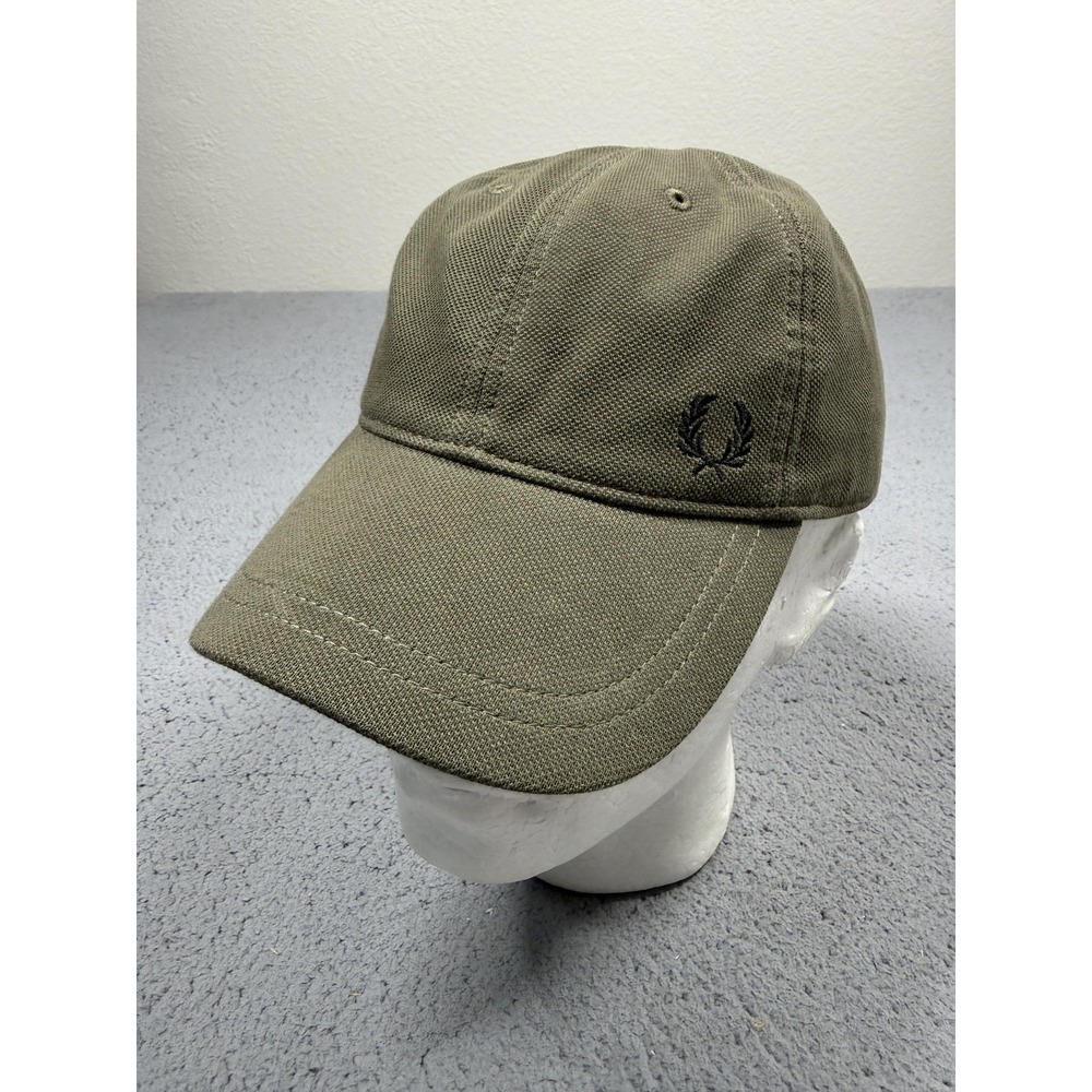 Fred Perry Hat Cap Baseball Strap Back One Size Green Twill Logo Dad Hat Mens